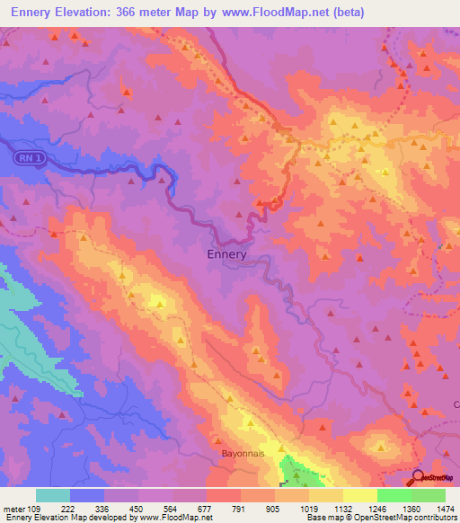 Ennery,Haiti Elevation Map