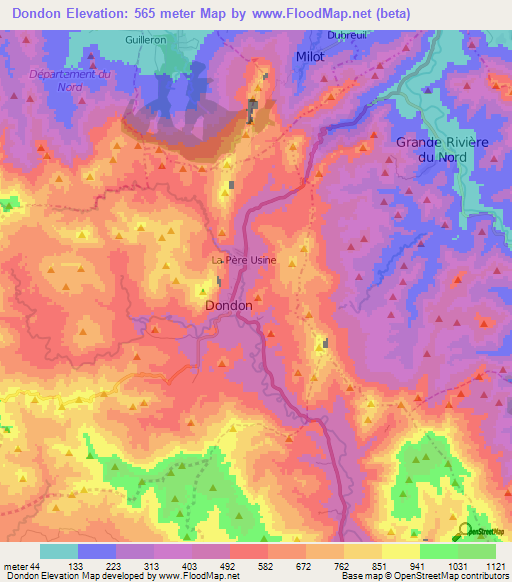 Dondon,Haiti Elevation Map