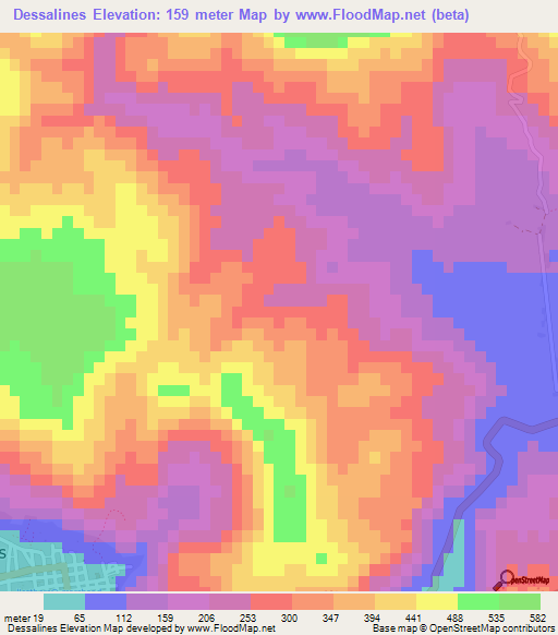 Dessalines,Haiti Elevation Map