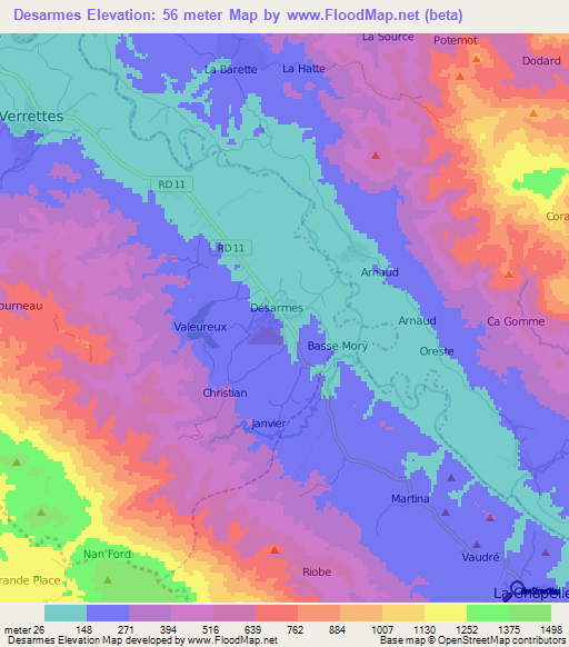 Desarmes,Haiti Elevation Map