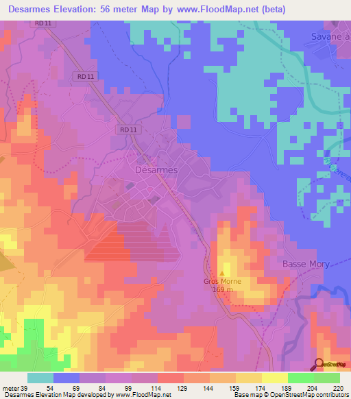 Desarmes,Haiti Elevation Map