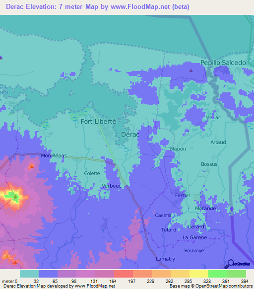 Derac,Haiti Elevation Map