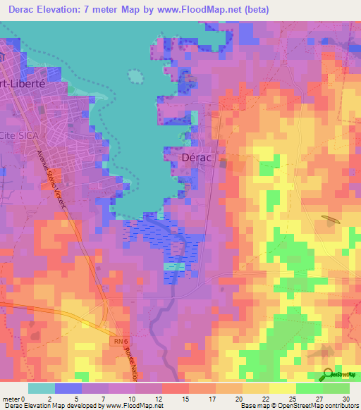 Derac,Haiti Elevation Map