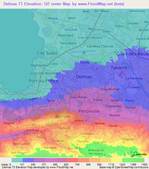 Delmas 73,Haiti Elevation Map