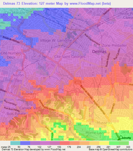 Delmas 73,Haiti Elevation Map