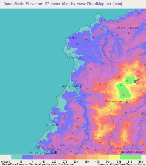 Dame-Marie,Haiti Elevation Map