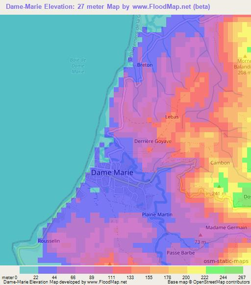 Dame-Marie,Haiti Elevation Map