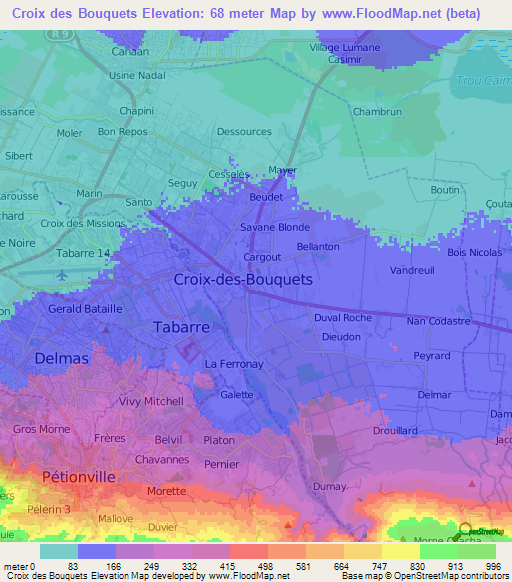 Croix des Bouquets,Haiti Elevation Map