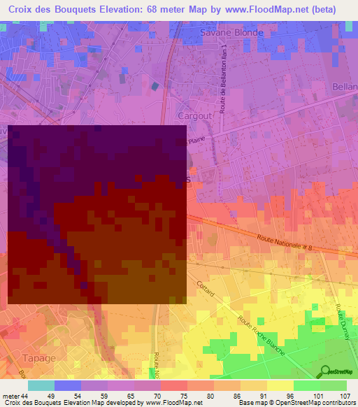 Croix des Bouquets,Haiti Elevation Map