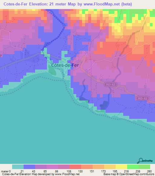 Cotes-de-Fer,Haiti Elevation Map