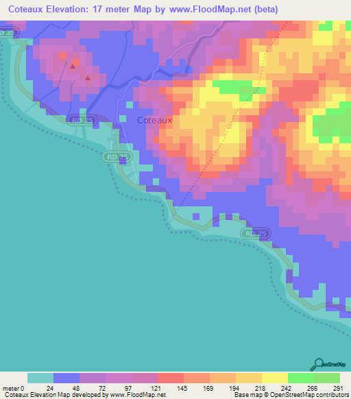 Coteaux,Haiti Elevation Map