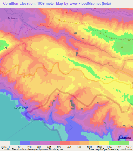 Cornillon,Haiti Elevation Map