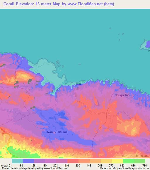 Corail,Haiti Elevation Map