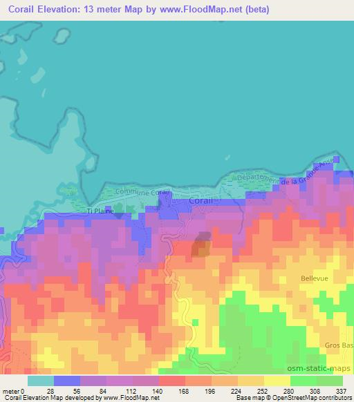 Corail,Haiti Elevation Map