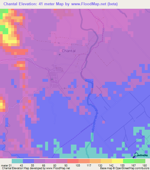 Chantal,Haiti Elevation Map