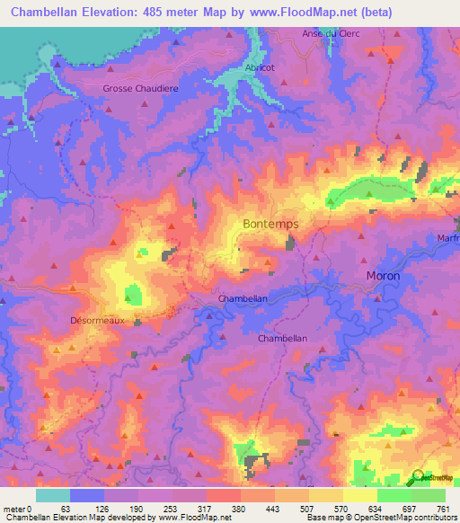 Chambellan,Haiti Elevation Map