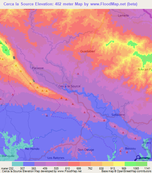 Cerca la Source,Haiti Elevation Map