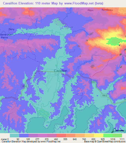 Cavaillon,Haiti Elevation Map