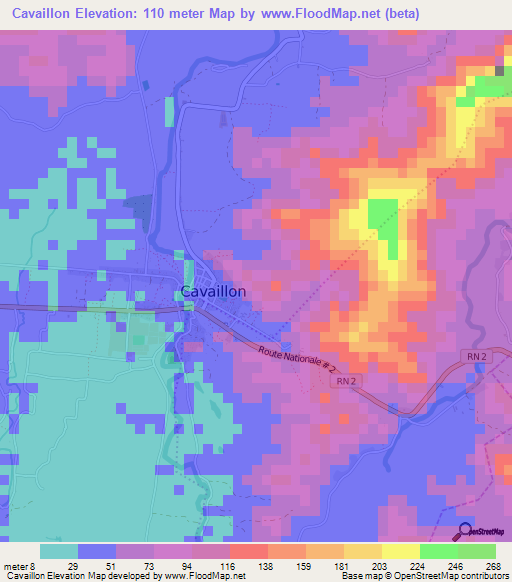 Cavaillon,Haiti Elevation Map