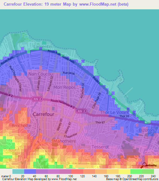 Carrefour,Haiti Elevation Map