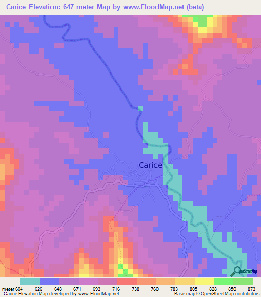 Carice,Haiti Elevation Map