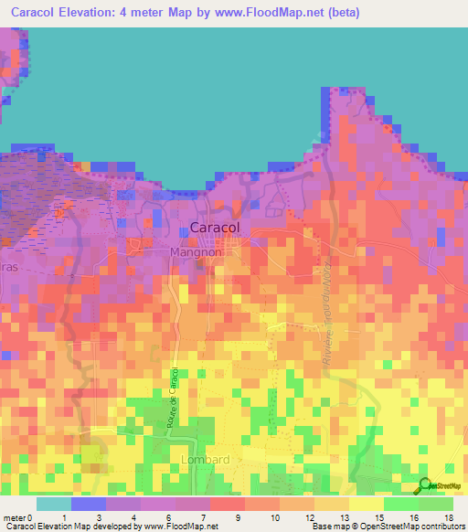 Caracol,Haiti Elevation Map