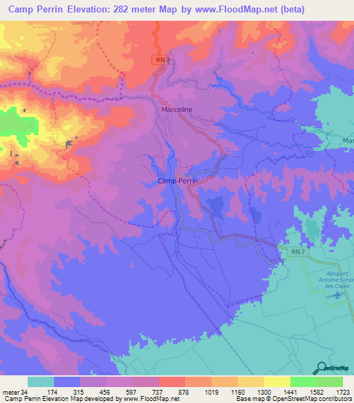 Camp Perrin,Haiti Elevation Map