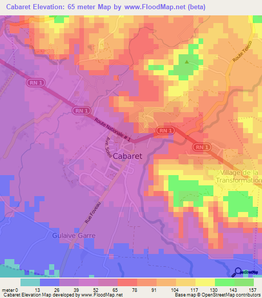 Cabaret,Haiti Elevation Map