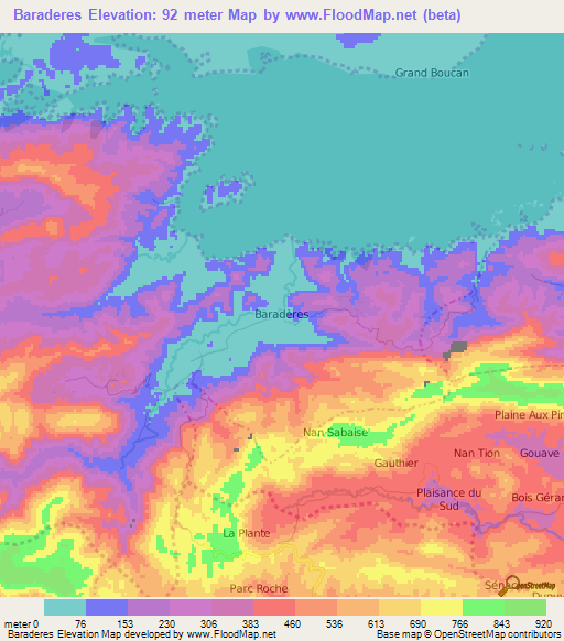 Baraderes,Haiti Elevation Map