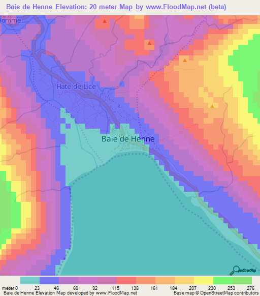 Baie de Henne,Haiti Elevation Map