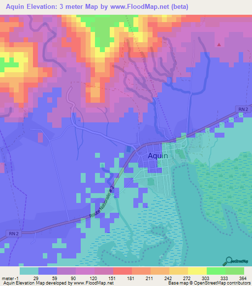 Aquin,Haiti Elevation Map