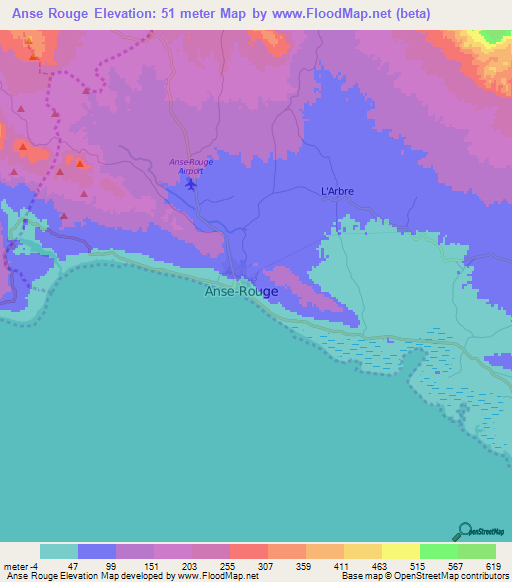 Anse Rouge,Haiti Elevation Map