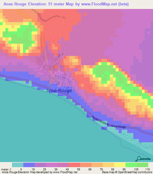 Anse Rouge,Haiti Elevation Map