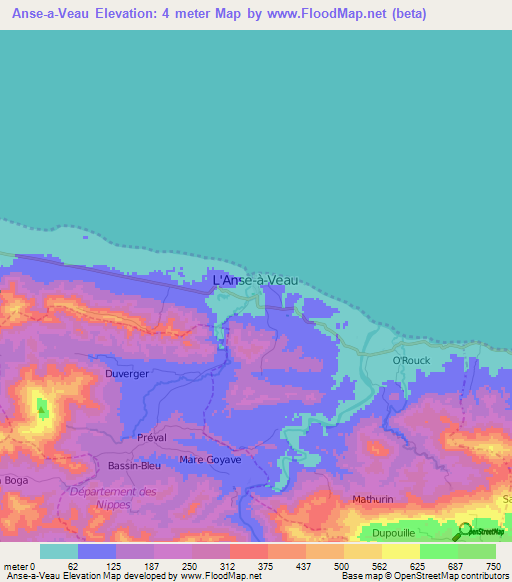 Anse-a-Veau,Haiti Elevation Map