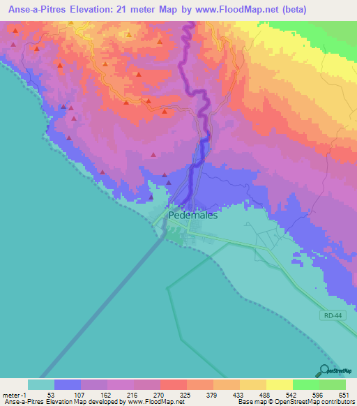 Anse-a-Pitres,Haiti Elevation Map