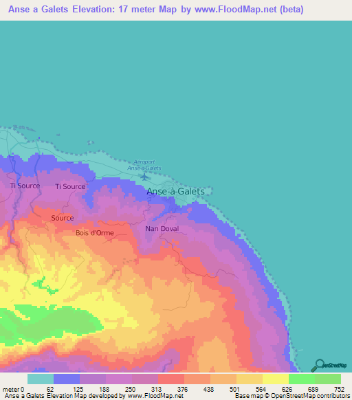 Anse a Galets,Haiti Elevation Map