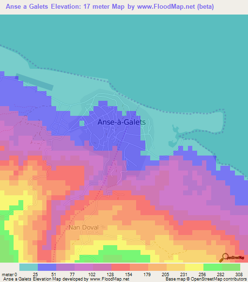 Anse a Galets,Haiti Elevation Map