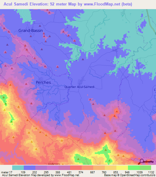 Acul Samedi,Haiti Elevation Map