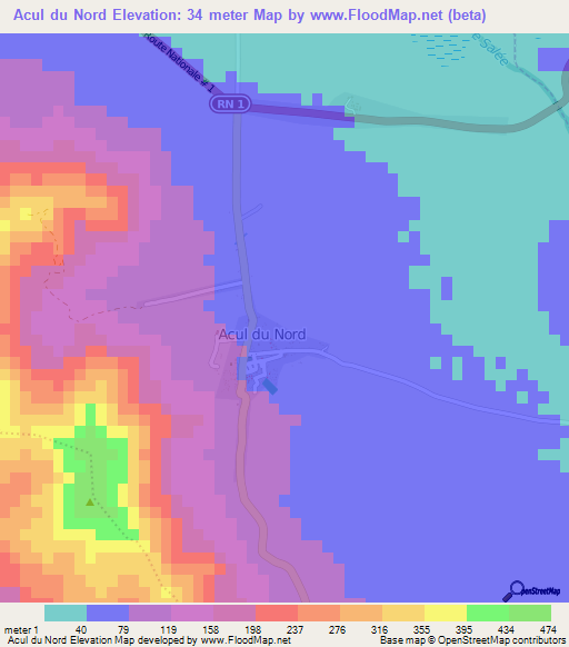 Acul du Nord,Haiti Elevation Map