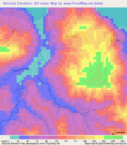 Abricots,Haiti Elevation Map