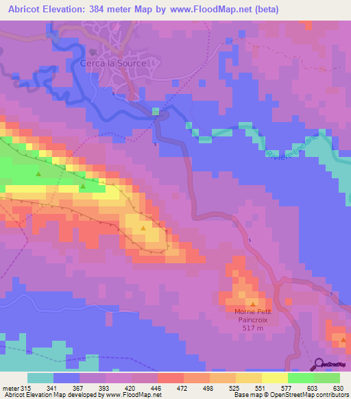 Abricot,Haiti Elevation Map