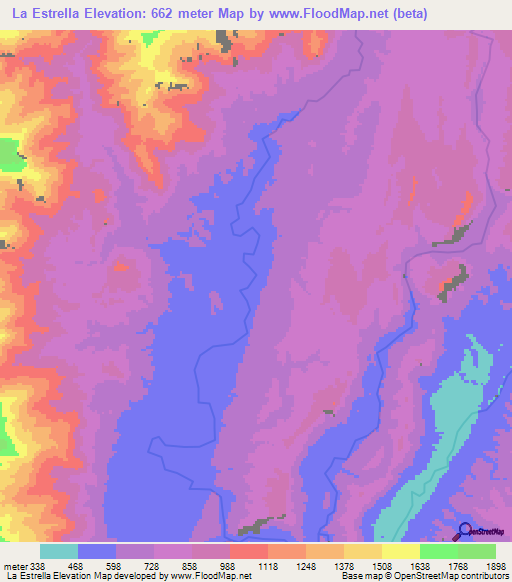 La Estrella,Colombia Elevation Map