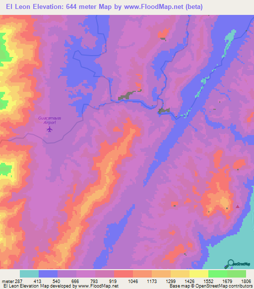 El Leon,Colombia Elevation Map