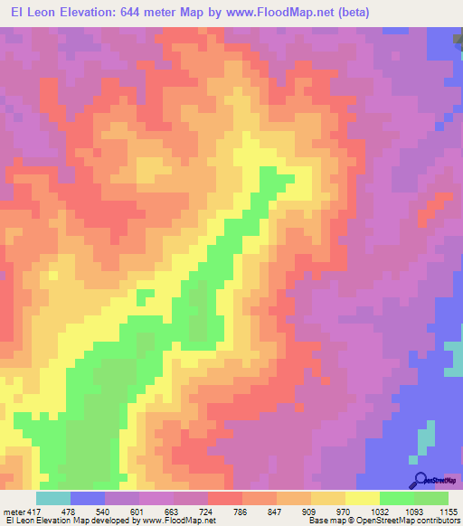 El Leon,Colombia Elevation Map