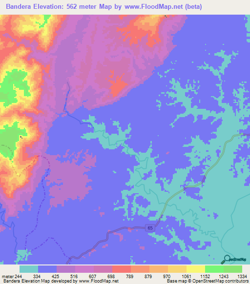 Bandera,Colombia Elevation Map