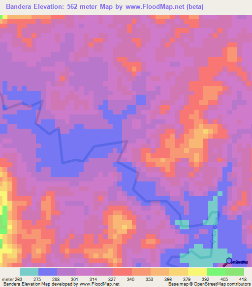 Bandera,Colombia Elevation Map