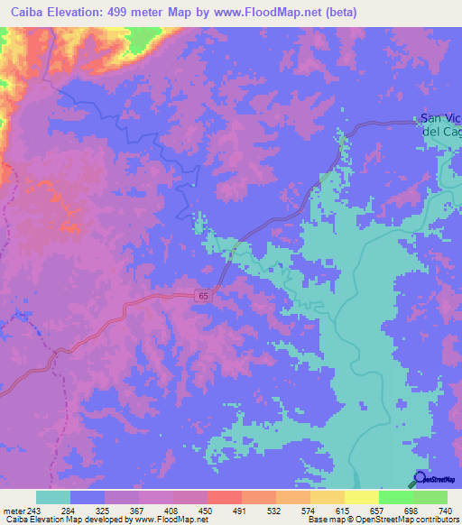 Caiba,Colombia Elevation Map