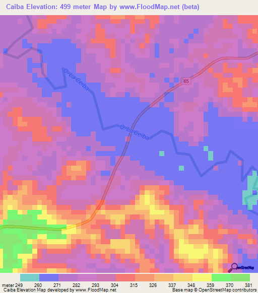 Caiba,Colombia Elevation Map