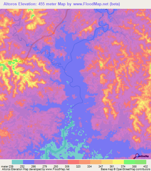 Altoros,Colombia Elevation Map