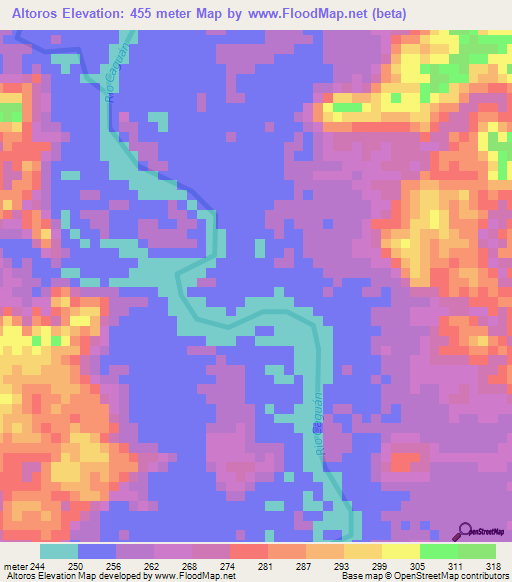 Altoros,Colombia Elevation Map